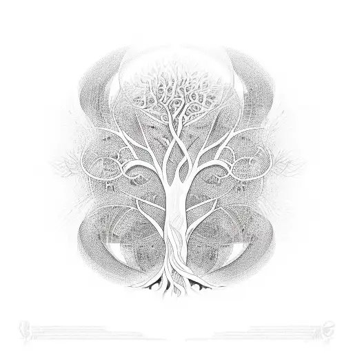 An Abstract Representation Of A Tree Of Life Intertwined With Musical Staff Lines