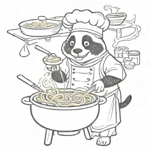 Chef Panda Cooking Pasta