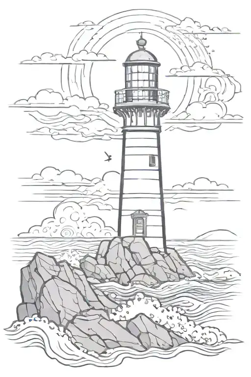 Lighthouse On Rocks With Waves Crashing Behind In A Storm