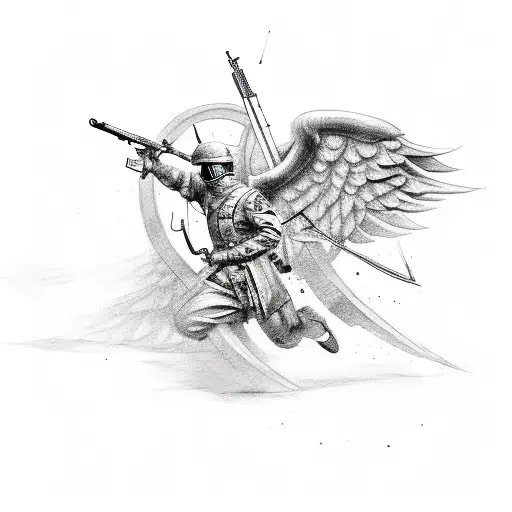 A Soldier In Combat With Angel Wings