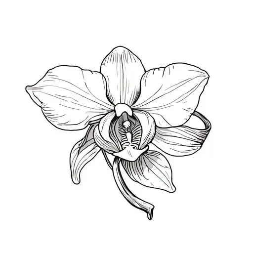 Orchid Flower As A Bracelet With Line That Cut The Drawing