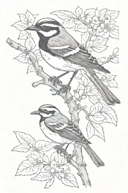 African Pied Wagtail Perched On A Cherry