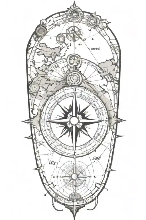 Compass And Map Featuring European Landmarks