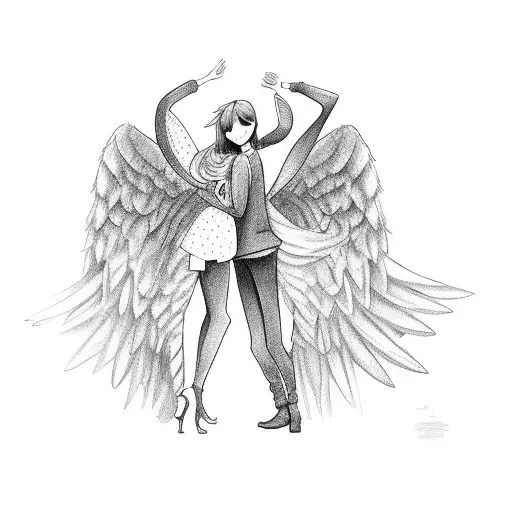 Cute Angel And Demon Dancing