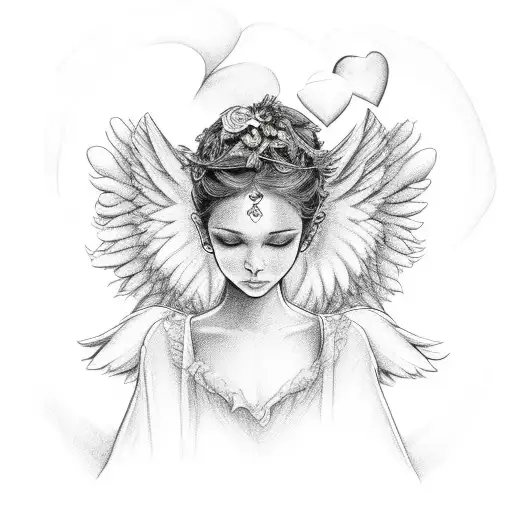 Angel Face Holding A Heart