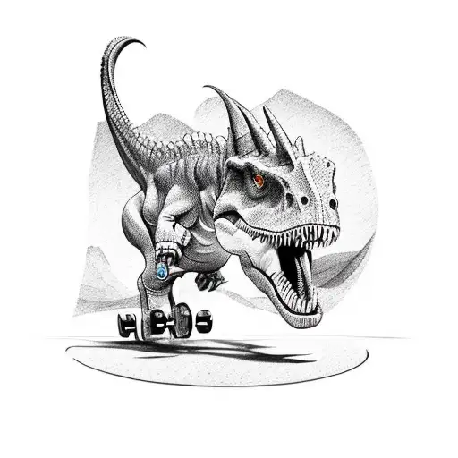 Dinosaur With Roller Skate