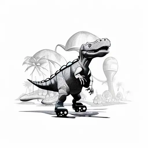Dinosaur With Roller Skate