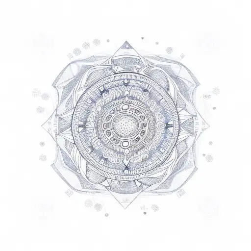 Cybersecurity Symbol Incorporated Into A Mandala Design