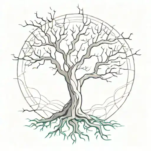 A Sketch Of A Tree With Branches Reaching Towards The Sun