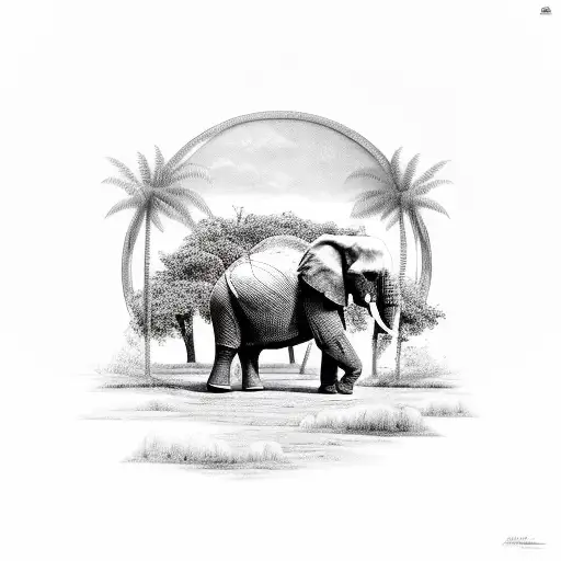 Indian Landscape With A Majestic Elephant As The Focal Point