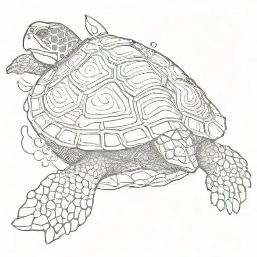 Turtle In Sea Turtle Swimming