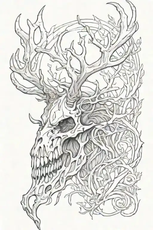 A Side View Of A Leshen With A Deer Skull Head