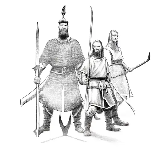 Viking With Sword Protecting Family Back Piece