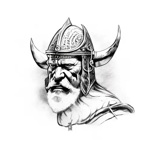 Viking Face With Sword Protecting Family Back Piece