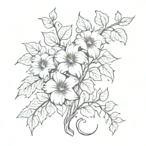 Vines With Hollys Flower Large Black