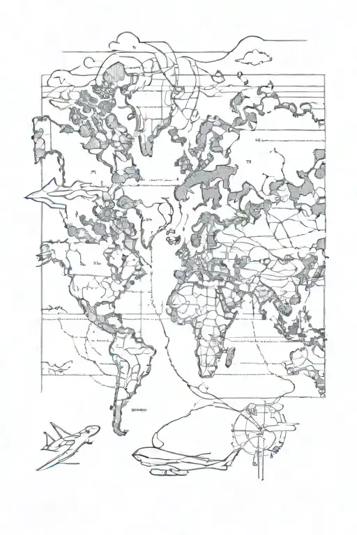 Plane Travel World Map Outline