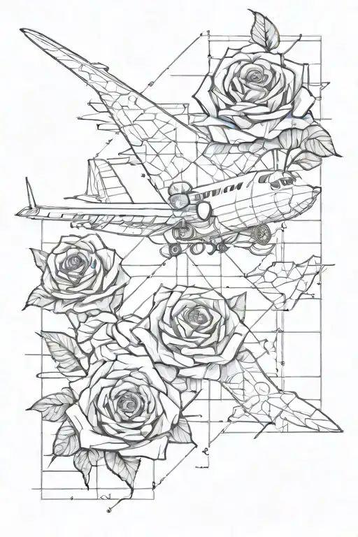 Plane Travel Map Grid Lines Roses Growing