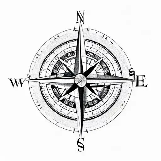 Compass On A Map With Viking Symbols
