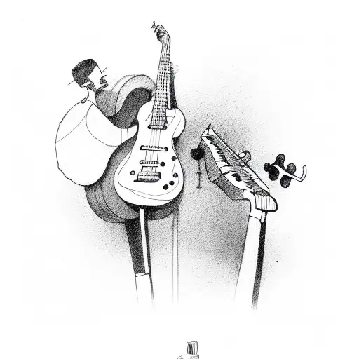 Musical Staff Intertwined With Guitar Neck