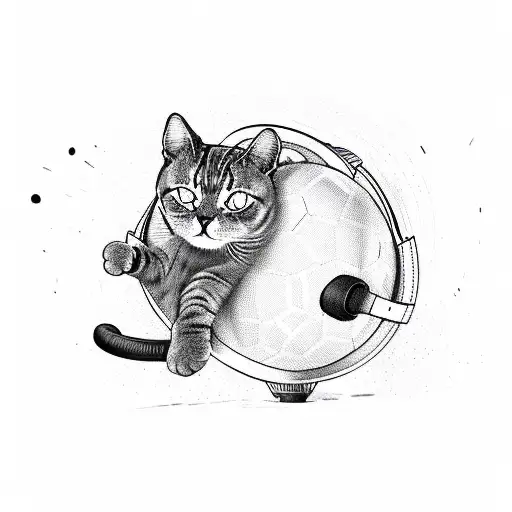 A Cat Wearing Headphones Playing A Soccer Game
