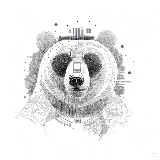 A Bear Walking In A Forest With Another Bear Looking At It From Above