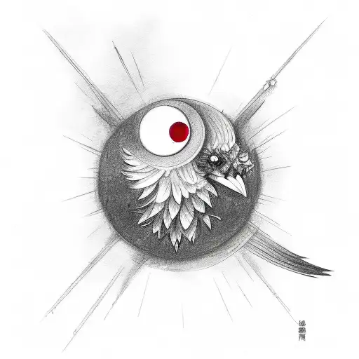 Crow With Red Eyes And Moon