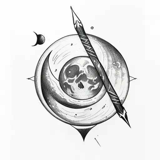 Arrow With Crecent Moon And Rose