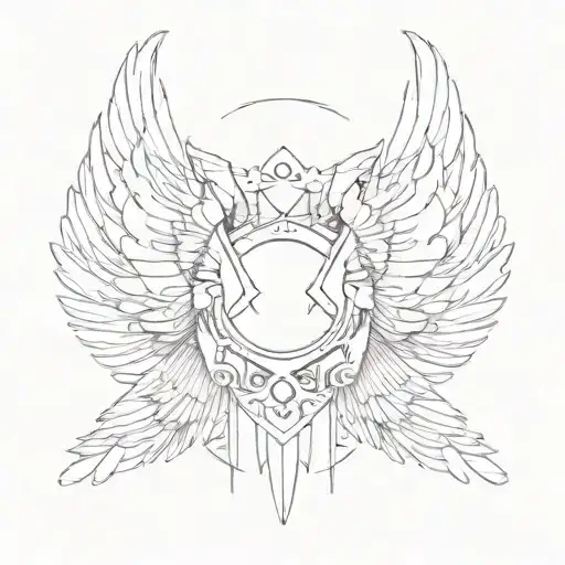 Cyber Sigilism Tattoo Design Featuring Angel Wings