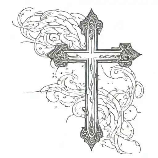 A Small Black Plain Cross With The With The Ends Fading Into Ash