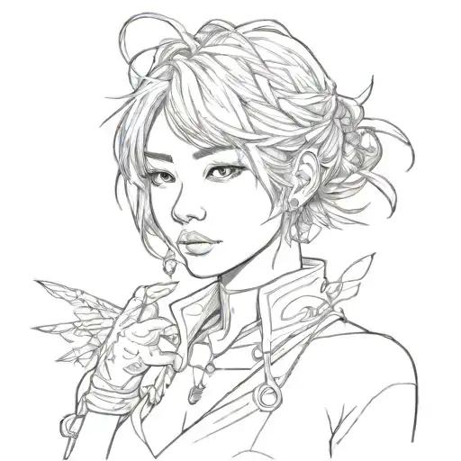 Asian Girl With Short Hair Doing Hara Kiri Anime Style