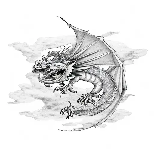 Dragon Flying Over A Landscape