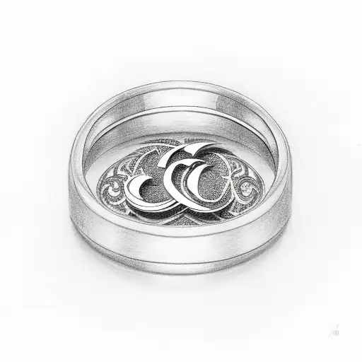 Wedding Ring With Initials C And M