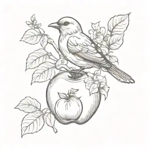 Apple With Bird