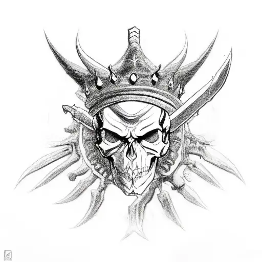 Demon With Skull Crown And Mandala On Top Of Head