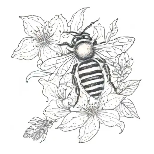Bee And Flowers