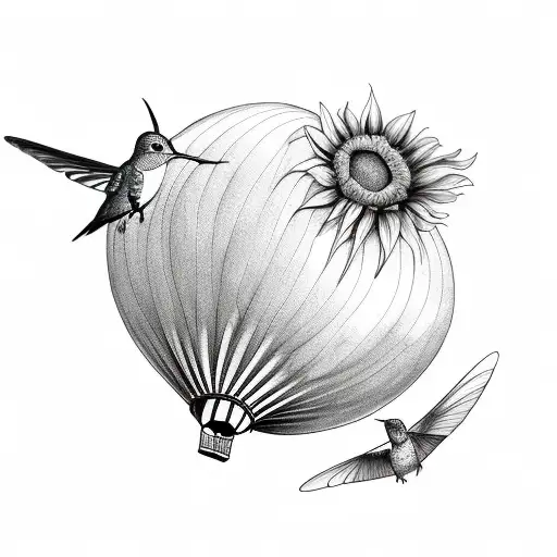 Hot Air Balloon Sunflower Hummingbird