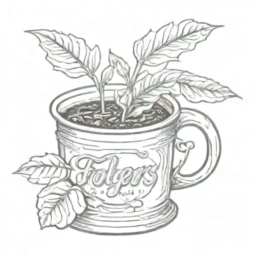 Folgers Coffee Can With A Sprout Growing Out Of Top