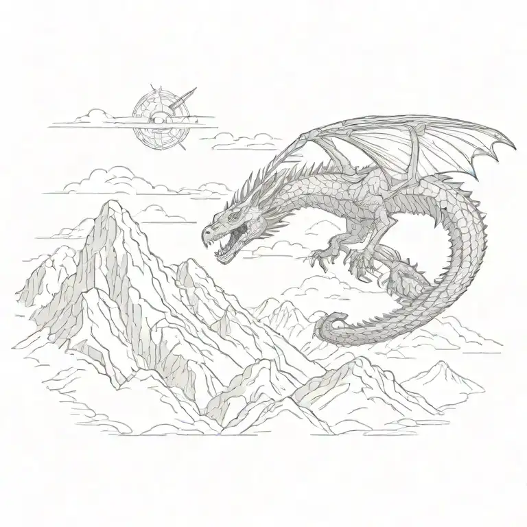 A Marine Corps Veteran Saluting With A Dragon Flying Above And A Mountain Range In The Background