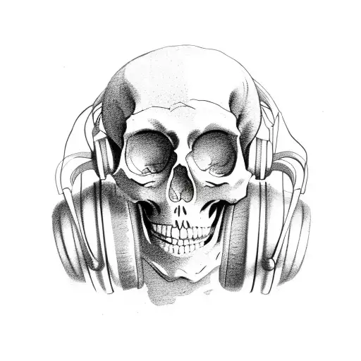 Skeleton Sitting With Headphones On