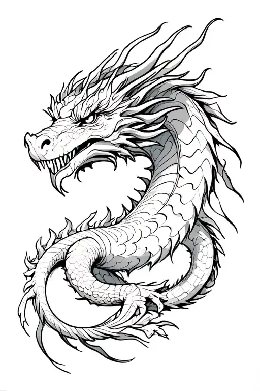 Detiledjapanise Dragon On Shoulder Tattoo Featuring