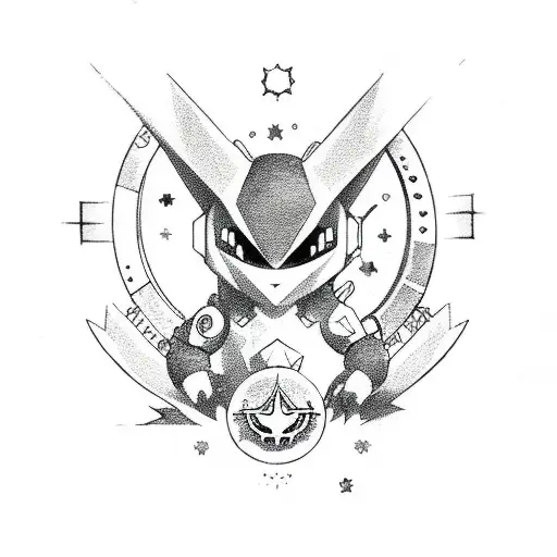 A Digimon Character Surrounded By Zodiac Signs And Stars