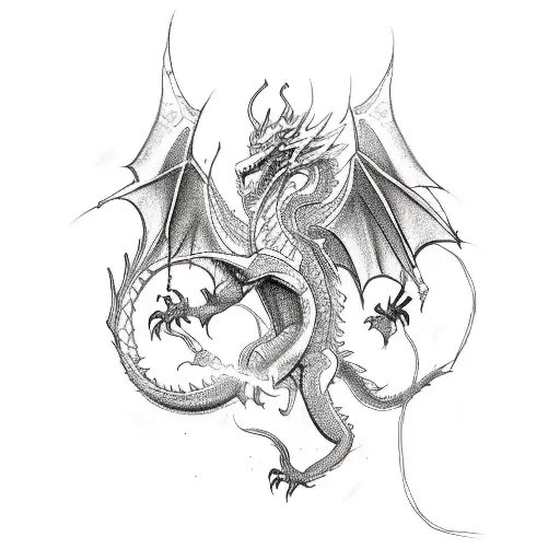 A Sketch Style Tattoo Of A Dragon Wearing Headphones And Playing A Synthesizer