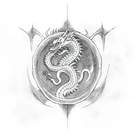 Shenlong Handing A Dragon With A Wind Rose On His Back