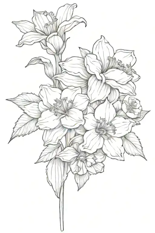 Black Light Daffodil And Camellia Tattoo On Wrist