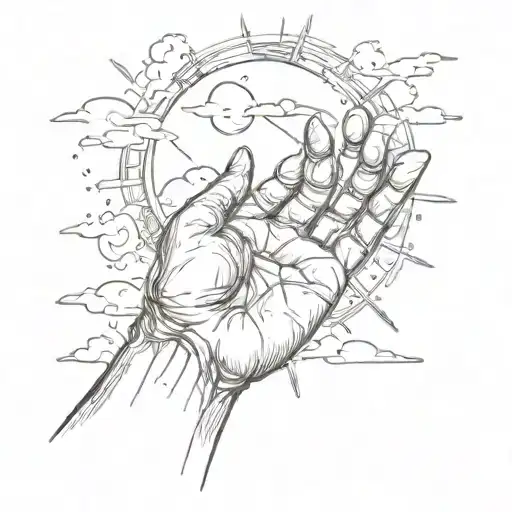 The Hand Reaches Out To The Sun And Sky
