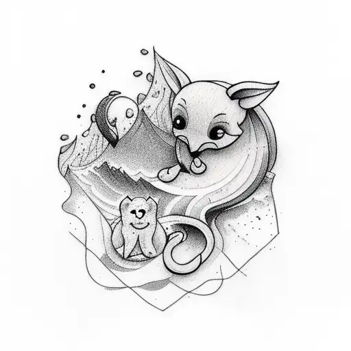 Incorporate A Waterfall And A Cute Animal Into A Tattoo Inspired By Beach Vibes