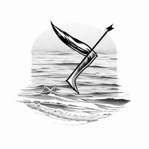 Beach With Arrow And Feather