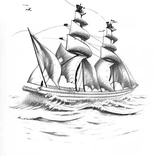 Ocean Waves Map Pirate Ship