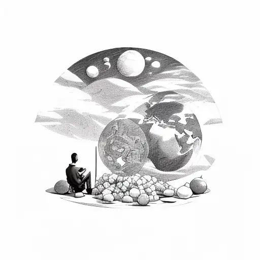 Two Persons Sitting On Planet Earth Under A Clove