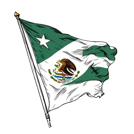 Mexican And Puertorican Flag Waving